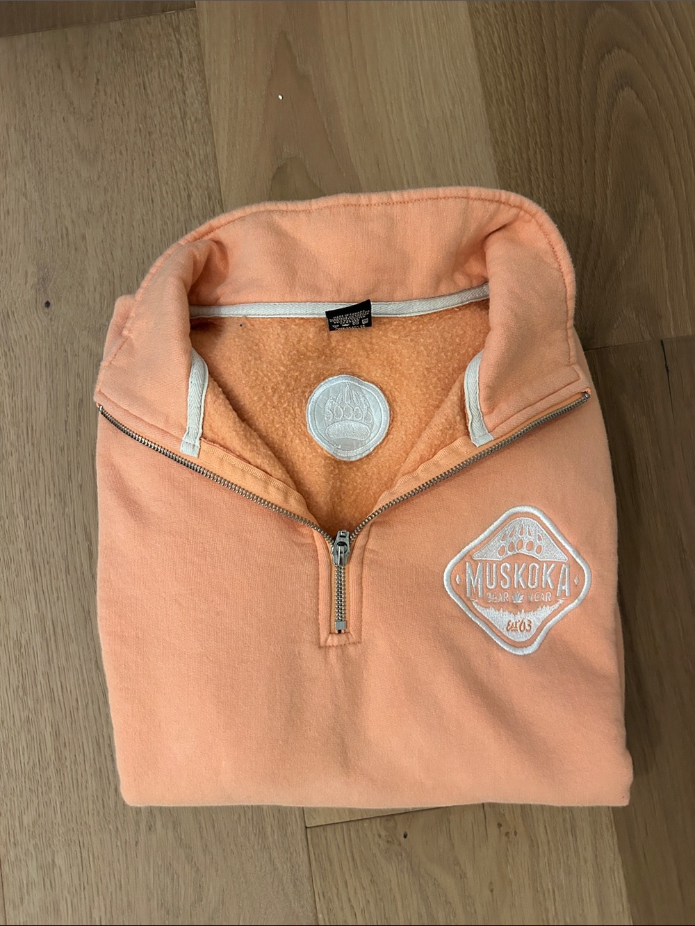 Half-Zip Fleece Sweater in Peach